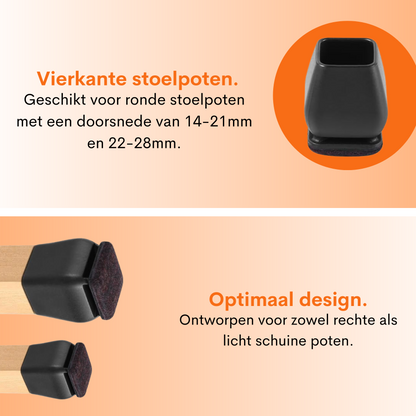 Stoelpootdoppen Essential4You voor vierkante stoelpoten