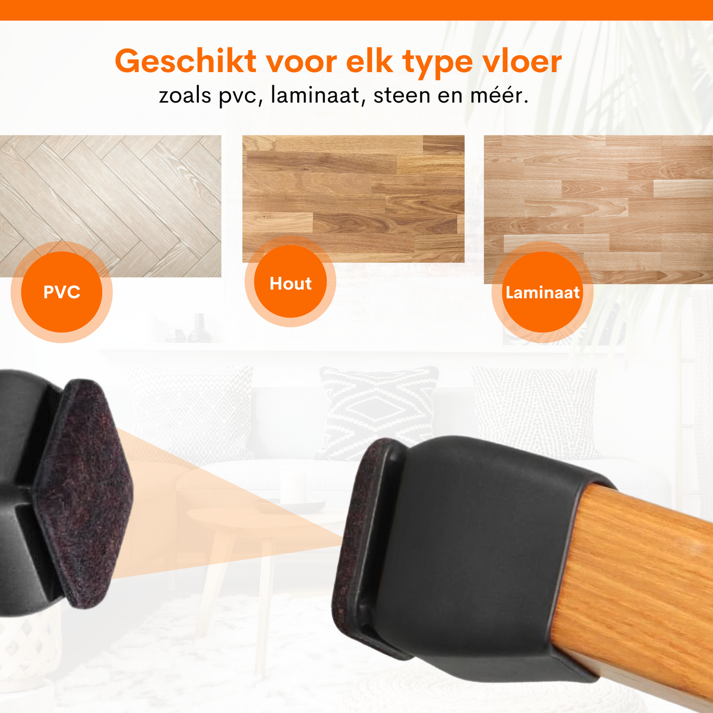 Stoelpootdoppen Essential4You voor vierkante stoelpoten