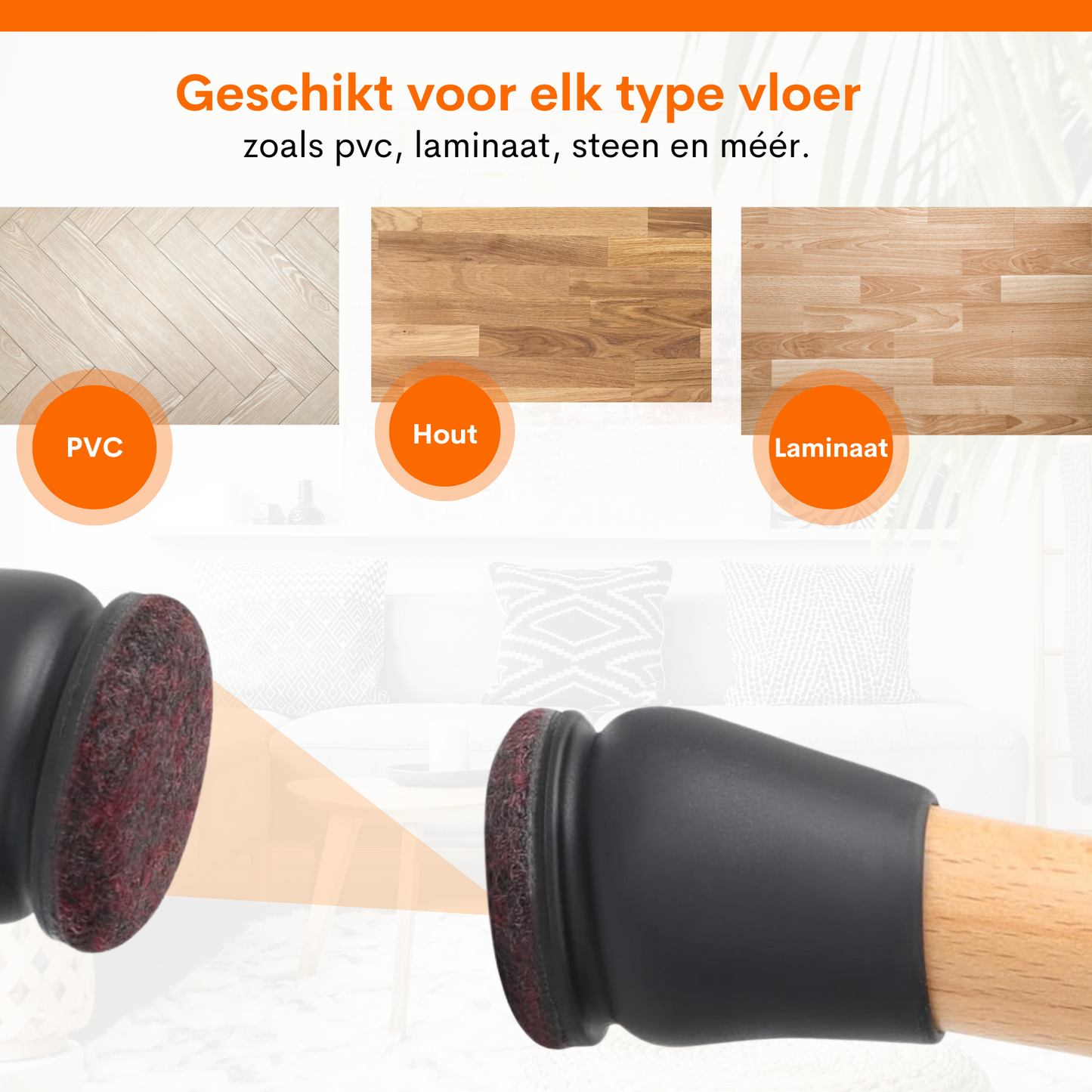 Stoelpootdoppen Essential4You voor ronde stoelpoot